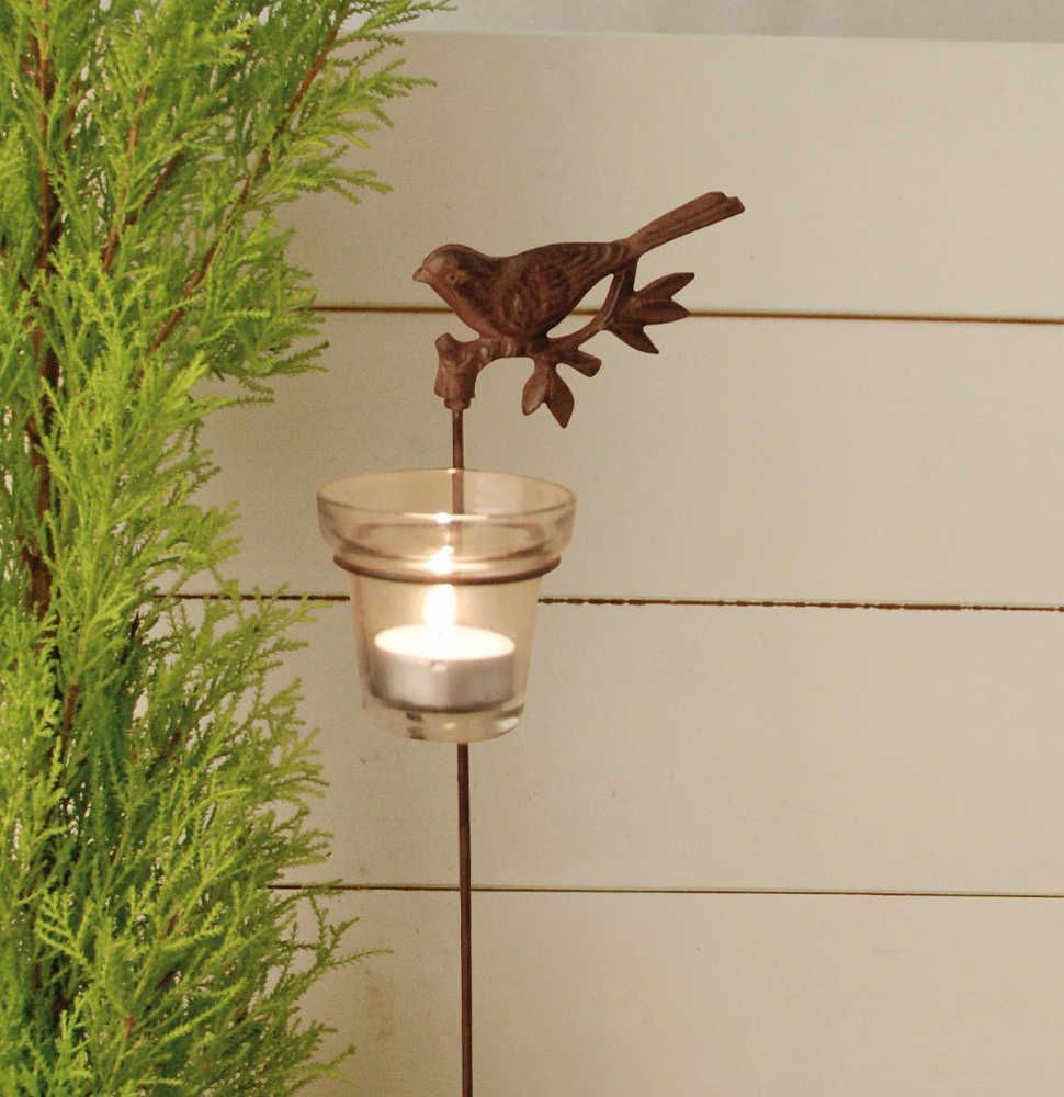 PHOTOPHORE DE JARDIN OISEAU THREE