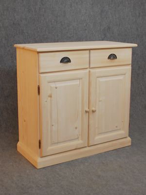 Buffet en Bois brut 2 Portes 2 Tiroirs 85x40x83cm by Barcler