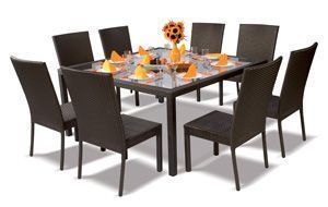 ALPINA GARDEN SALON DE JARDIN 8 PLACES EN POLYRESINE TRESSEE
