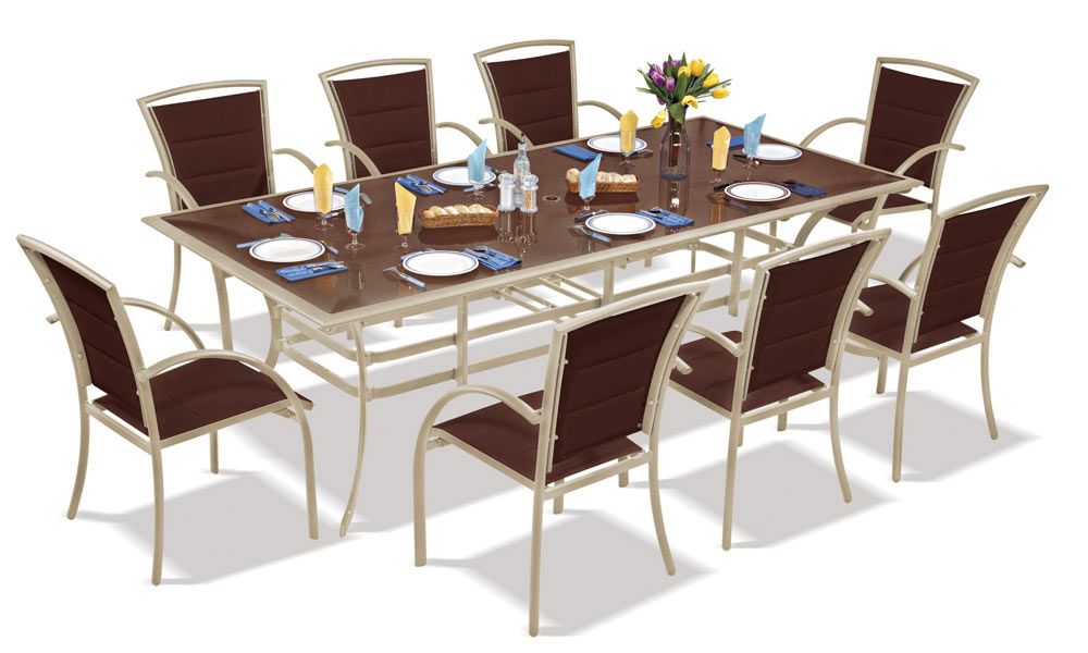 ALPINA GARDEN SALON DE JARDIN RECTANGLE 8 PLACES CHAMPAGNE