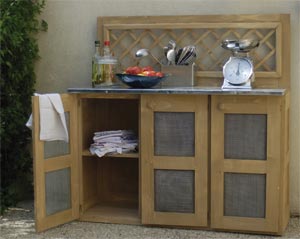 BARCLER Cuisine d'�t� pour plancha en Bois et Zinc 116x51x120cm 