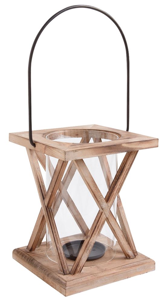  LANTERNE EN BOIS ET VERRE