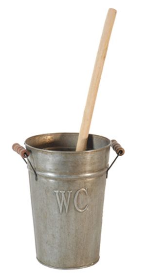 Seau en Zinc avec Brosse de toilette 16,5x23cm