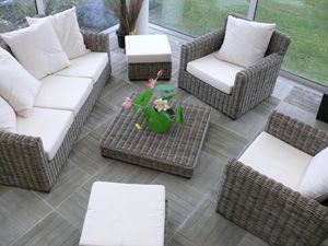 DREAM GARDEN SALON COMPLET 8 PERSONNES EN ROTIN KUBU