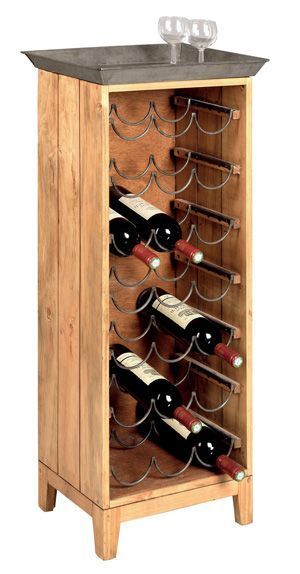image_Meuble de cave en Pin avec Plateau Zinc 37x25x102cm 