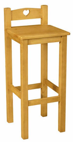 Tabouret de bar Coeur Pays en Pin teint� Assise Bois 39x39x95cm