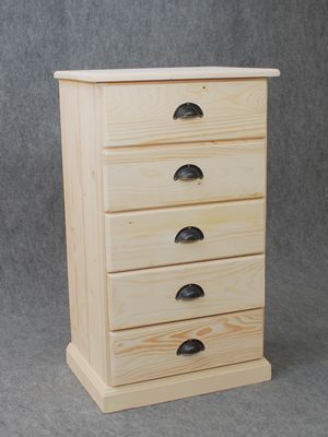 BARCLER Chiffonnier en Bois brut 5 tiroirs 53x92x40cm