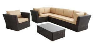 Salon de jardin Cosy 7 pi�ces en Polyr�sine mordor�e
