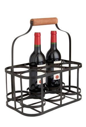 image_Panier de rangement 6 bouteilles en M�tal et Bois