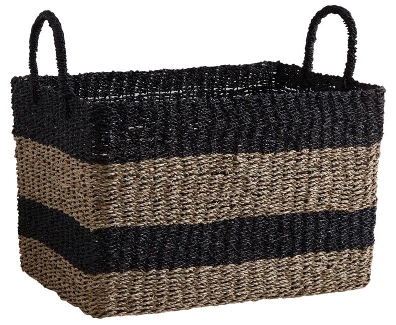 Corde De Bois Dimension : Corbeille de rangement en jonc et corde (Lot de 2) Corde De Bois Dimension : Corbeille de rangement en jonc et corde (Lot de 2)