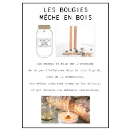 Bougie mèche en bois et boite kraft Factory