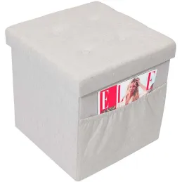 Pouf coffre pliable avec range magazines