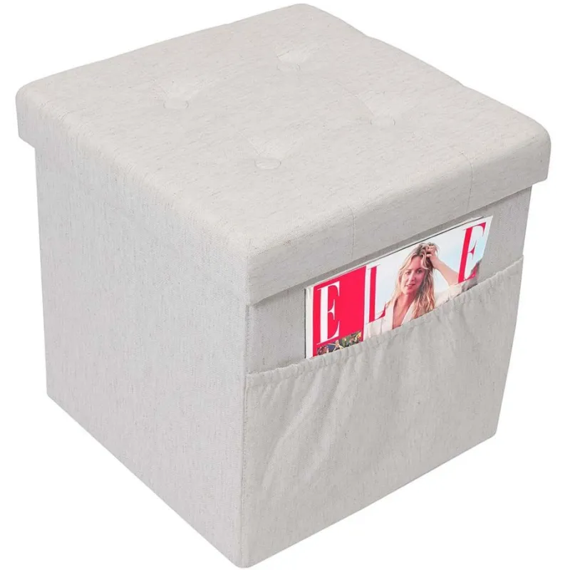 Pouf coffre pliable avec range magazines