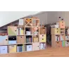 Étagère cubes en bois brut Dinamic