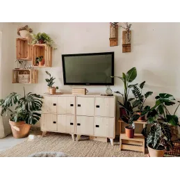 Étagère cubes en bois brut Dinamic