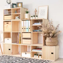 Étagère cubes en bois brut Dinamic