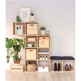 Étagère cubes en bois brut Dinamic