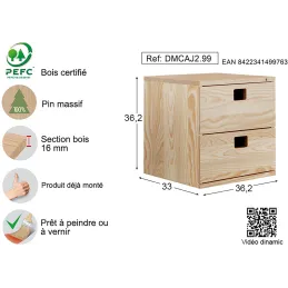 Cube de rangement en pin massif Dinamic