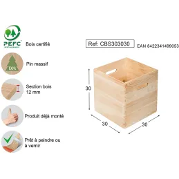 Caisse en pin massif 30 cm Dinamic