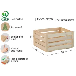 Caisse de rangement en pin massif Home box