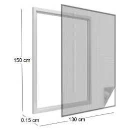 Moustiquaire fenêtre anthracite 18g/m² bande auto-agrippante 7,5 mm