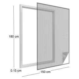 Moustiquaire fenêtre anthracite 28g/m² bande auto-agrippante 9,5 mm
