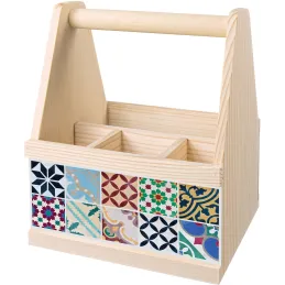 Range-couverts en bois avec motif imprimé