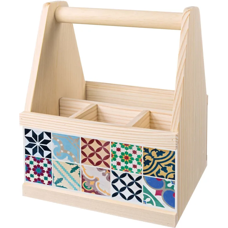 Range-couverts en bois avec motif imprimé