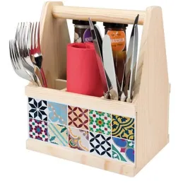 Range-couverts en bois avec motif imprimé