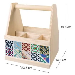 Range-couverts en bois avec motif imprimé