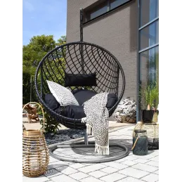 Fauteuil oeuf suspendu en polyrésine et acier