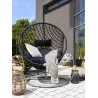 Fauteuil oeuf suspendu en polyrésine et acier