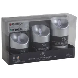 Coffret 3 bougies à LED avec télécommande Argent