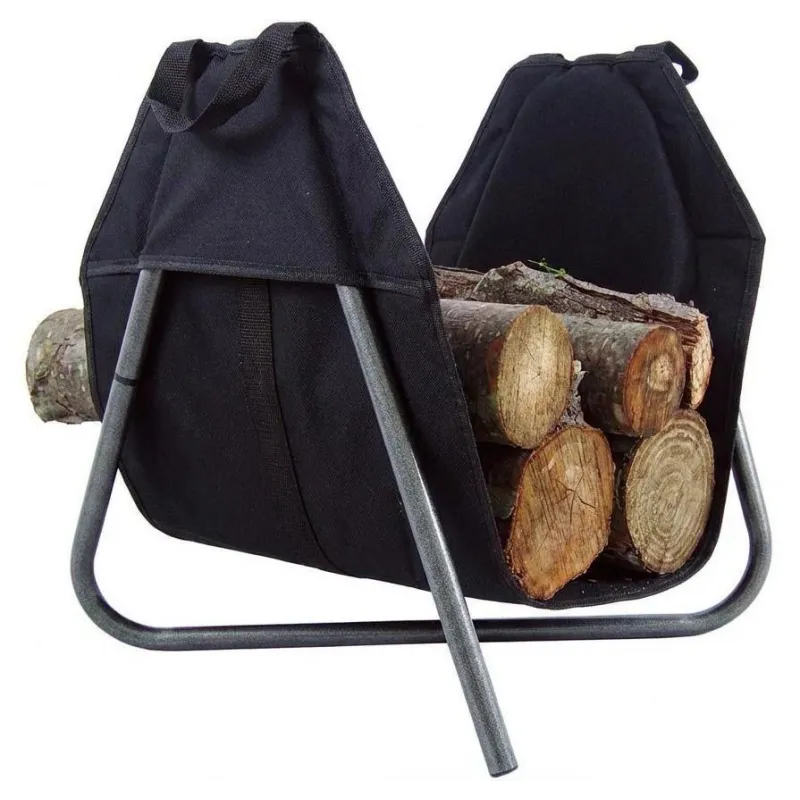 Panier à bûches en métal et tissu fabriqué en France