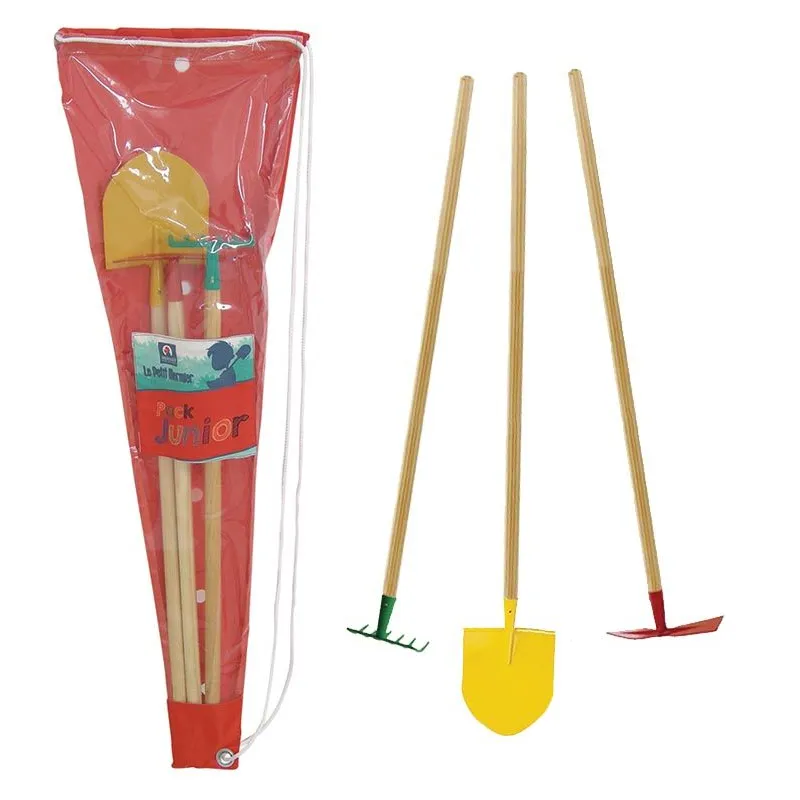 Set 3 outils de jardin enfant + sac de transport