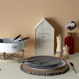 Dessous d'assiette en bois Bienvenue au chalet