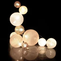 Guirlande lumineuse boules colorées 10 leds multi-tailles
