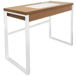 Bureau industriel en bois et métal avec tiroir