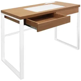 Bureau industriel en bois et métal avec tiroir