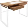 Bureau industriel en bois et métal avec tiroir