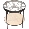 Table d'appoint en métal et bois horloge