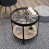 Table d'appoint en métal et bois horloge