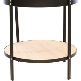 Table d'appoint en métal et bois horloge