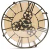 Table d'appoint en métal et bois horloge