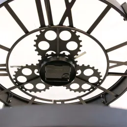 Table d'appoint en métal et bois horloge