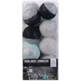 Guirlande lumineuse boules pailletées 16 leds