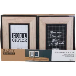 Cadre photo en bois Happy working  (Lot de 2)