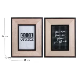 Cadre photo en bois Happy working  (Lot de 2)