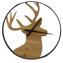 Horloge en pin et métal Cerf