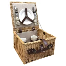 Valise pique-nique en osier naturel 2 couverts